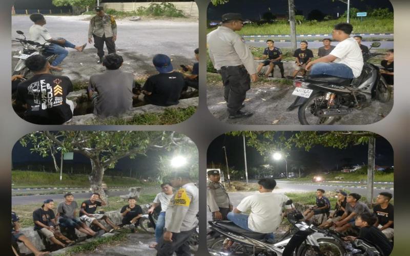 Polsek Teluk Segara Patroli Malam, Berikan Imbaun Kamtibmas Kepada Pengunjung Pantai Tapak Paderi