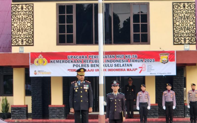 Polres Bengkulu Selatan Ikuti Upacara Peringatan HUT RI Ke – 78