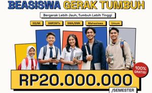 Beasiswa Gerak Tumbuh 2026 Resmi Dibuka: Rp20.000.000/Semester untuk Semua Jenjang Pendidikan Tanpa Syarat IPK