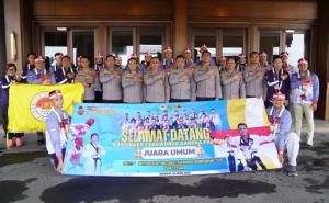 As SDM Kapolri Sambut Kontingen Taekwondo Polri Juara Umum WATA Championship di Soetta