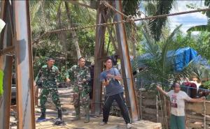 Sinergi TNI dan Rakyat: Pembangunan Jembatan Gantung Pagaruyung Masuki Tahap Krusial