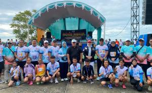 Kapolres Mukomuko Bersama Ketua Bhayangkari Hadiri dan Ikuti Fun Run 5K KONI Mukomuko serta Penebaran Benih Ikan di Danau Nibung