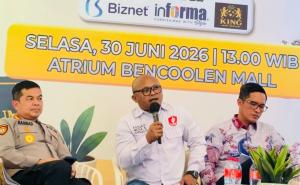 Ketua Asosiasi Media dan Jurnalis (AMJ), Wibowo Susilo, S.E., saat menjadi narasumber dalam Diskusi Publik dan Interactive Talkshow Edukasi Hukum 2026