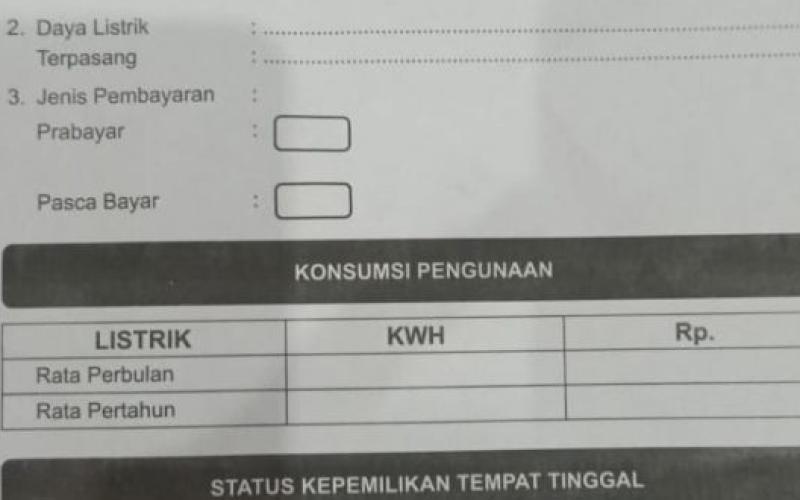 Ini Maksud dan Tujuan Pengisian Blangko Penggunaan Daya Listrik Konsumsi Rumah Untuk Warga