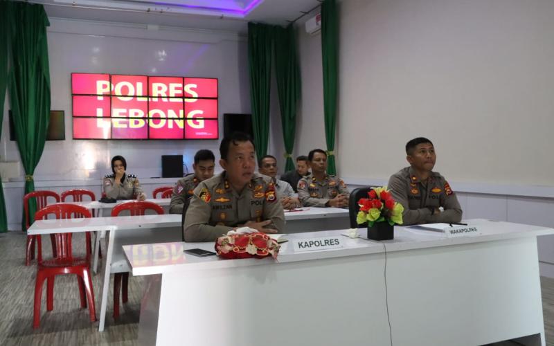 Kapolres Lebong dan PJU Ikuti Vicon Anev Dipimpin Kapolri