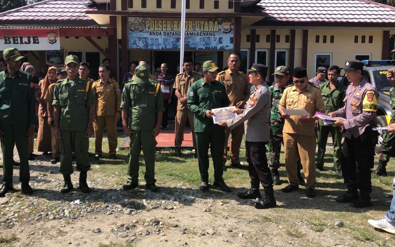 Polsek Kaur Utara, Gelar Pelatihan Linmas di Wilkum 