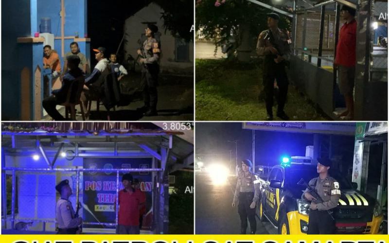 Patroli Malam, Sat Sampata Sambangi Pos Kamling Sampaikan Imbauan Kamtibmas 