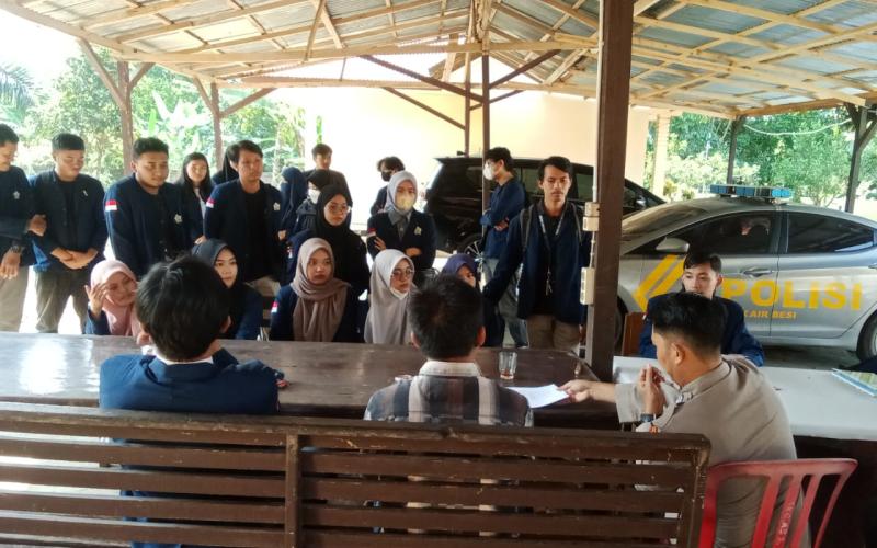 Mahasiswa UNIB Akan melaksanakan KKN, Polsek Air Besi Sambut dan Berikan Imbauan Kamtibmas