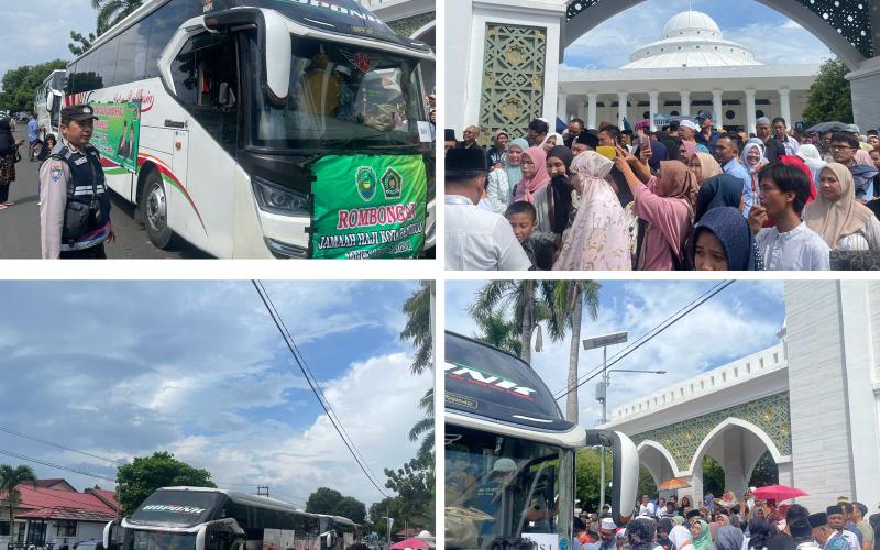 Polresta Bengkulu, Lakukan Pengamanan dan Pengawalan Keberangkatan CJH Kota Bengkulu Kloter ke 5 