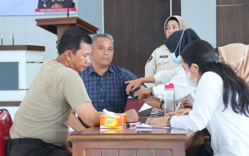 Sambut HUT Bhayangkara ke 77, Polres Bengkulu Selatan Laksanakan Donor Darah