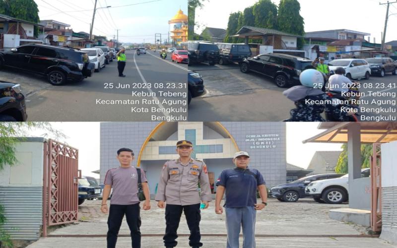 Polsek Ratu Agung Terjunkan Personel Amankan Ibadah Mingguan di Gereja 