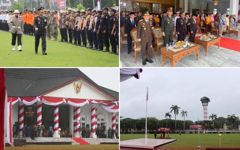 Personel Polresta Bengkulu Laksanakan Pengamanan Upacara HUT Bhyangkara Ke-77