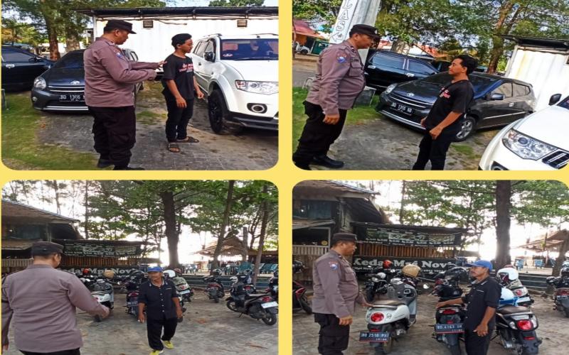Personel Polsek Teluk Segara Patroli Sore di Pantai Zakat