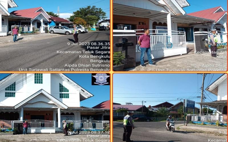 Sat Lantas Polresta Bengkulu Laksanakan Pengamanan dan Turlalin di Gereja St Yohanes
