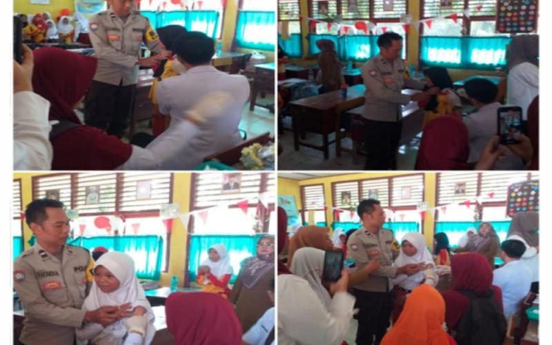 Sambangi SDN 103, Bhabinkamtibmas Polsek Muara Bangkahulu Monitoring Pelaksanaan Campak 