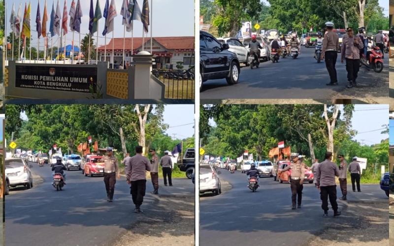 Polsek Muara Bangkahulu Gelar Pengamanan Pawai Kirab Pemilu 2024