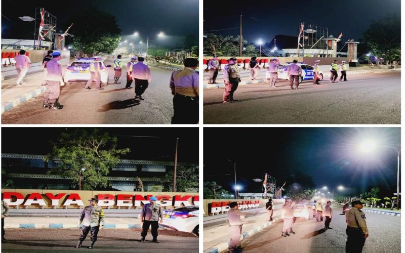 Antisipasi Ganguan Kamtibmas Malam Hari, Personel Piket Polresta Bengkulu Patroli Gabungan 