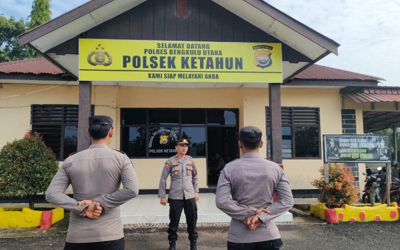 Kapolsek Ketahun Pimpin Apel dan Patroli OMB 2023-2024 Pengamanan Tahapan Pemilu