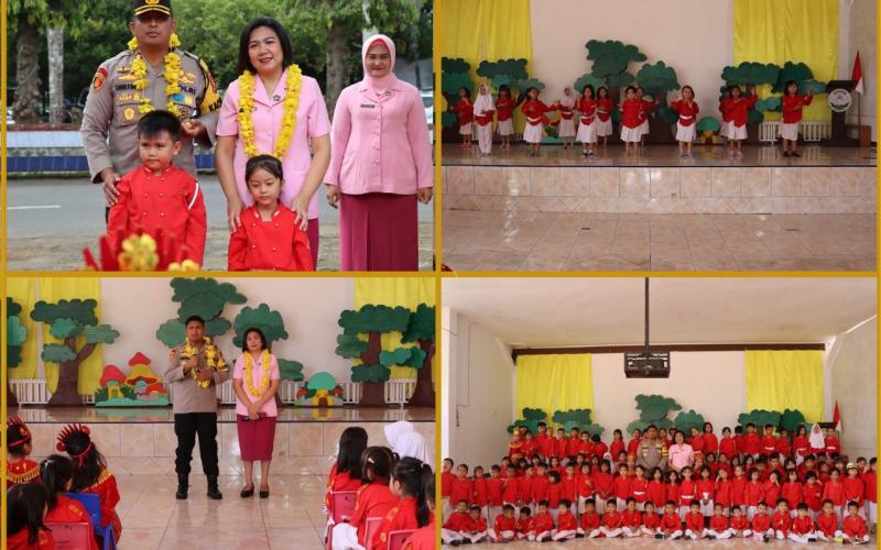 Kunjungan Kapolres Bengkulu Utara Ke TK Bhayangkari 29 Bengkulu Utara Disambut Meriah