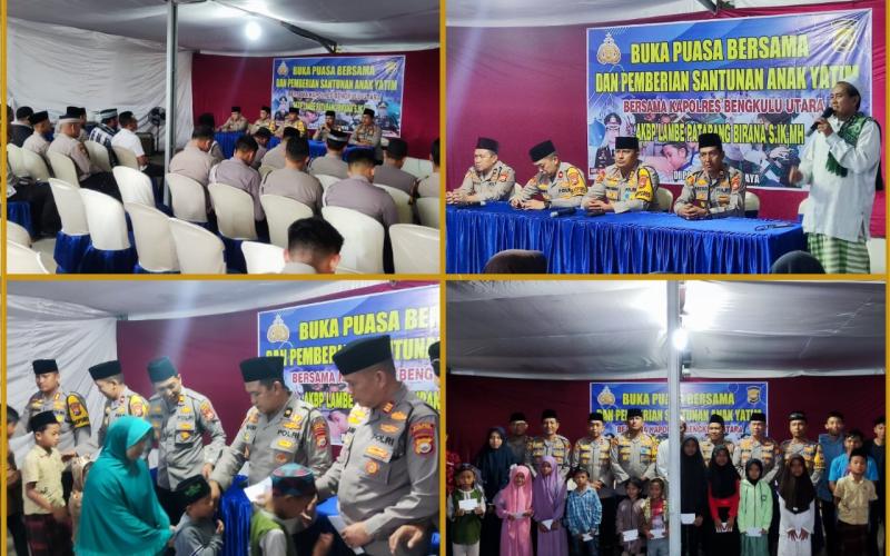 Polres Bengkulu Utara Gelar Safari Ramadhan, Buka Puasa Bersama dan Santunan Anak Yatim di Mako Polsek Padang Jaya