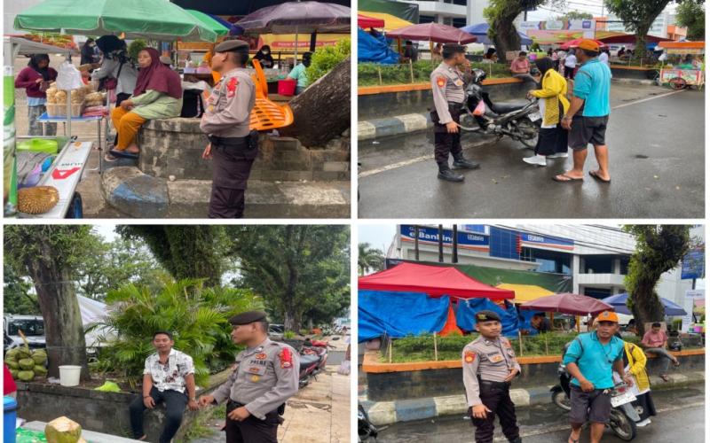 Patroli, Personel Sat Samapta Sambangi Pedagang Takjil Sampaikan Imbauan Kamtibmas 