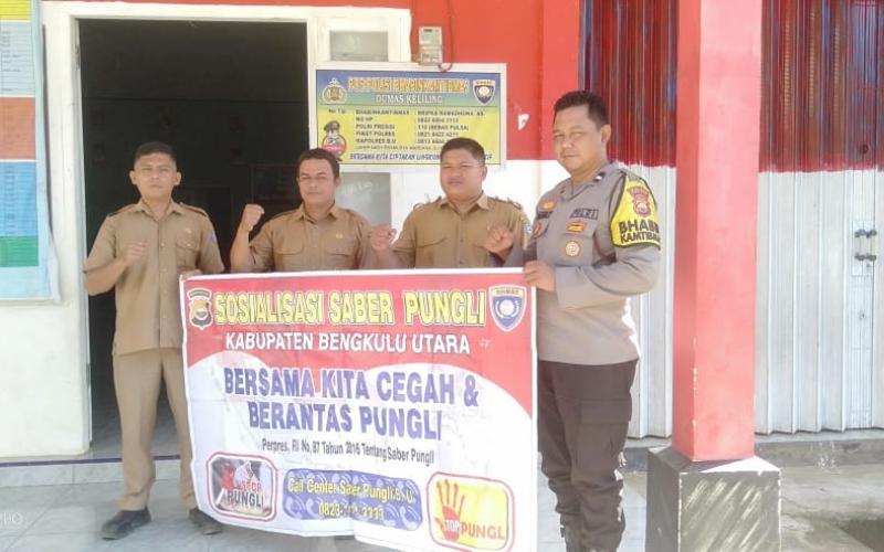 Polsek Ketahun Gencar Melaksanakan Sosialisasi Saber  di Desa Giri Kencana 