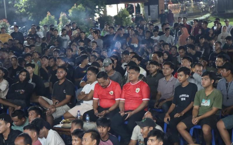 Polres Bengkulu Utara Bersama Forkopimda Bengkulu Utara dan Polsek Jajaran Serempak Gelar Nobar Indonesia Vs Uzbekistan AFC U23