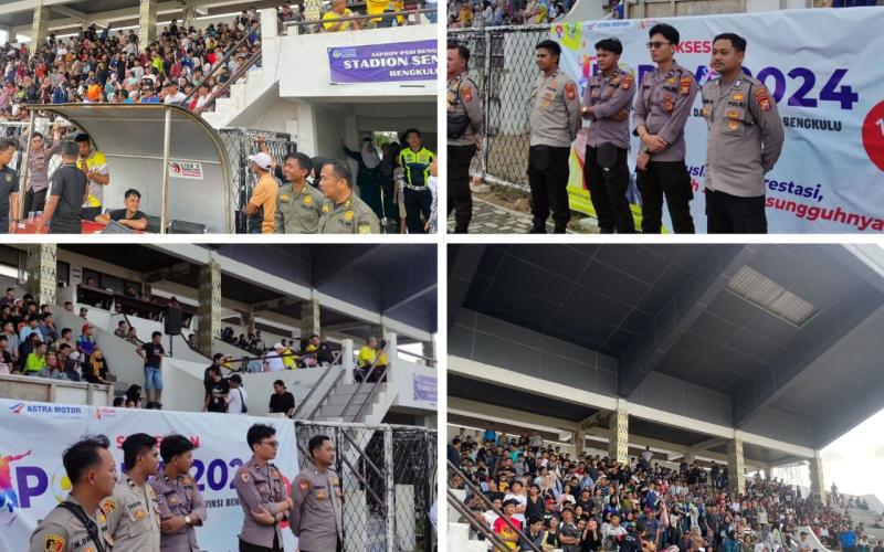 Antisipasi Ganggguan Kamtibmas, Polresta Bengkulu dan Polsek Jajaran Pengamanan Final POPDA Cabor Sepak Bola