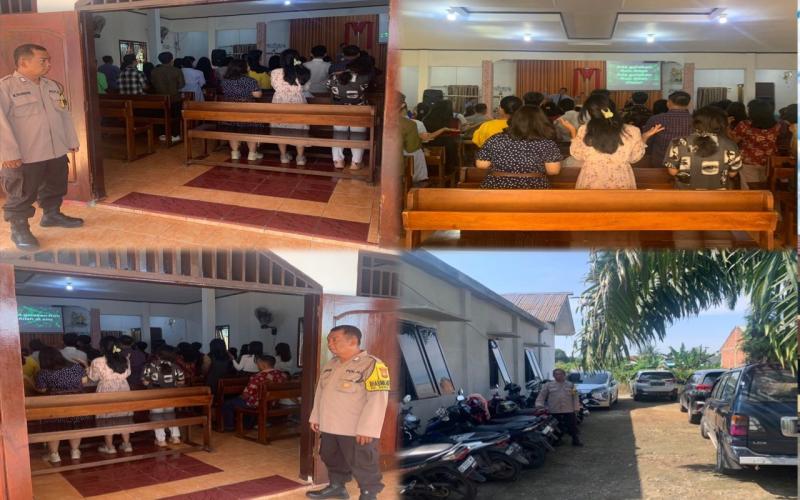Berikan Rasa Aman Saat Ibadah, Polsek Muara Bangkahulu Pengamanan Ibadah di Gereja Pante Kosta 