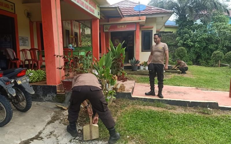 Jaga Kebersihan, Polsek Muara Sahung Kurvei Kebersihan Mako