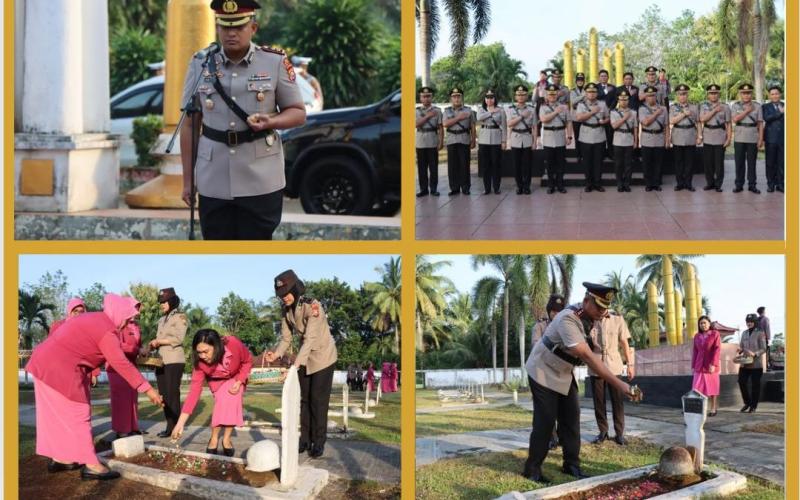 Sambut HUT Bhayangkara ke-78, Polres BU Laksanakan Giat Tabur Bunga ke Taman Makam Pahlawan Ratu Samban 