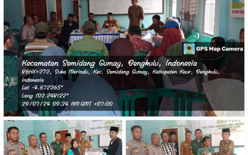 Personel Bhabinkamtibmas Polsek Kaur Tengah Lakukan Pengamanan Sekaligus Monitoring Kegiatan Pembagian BLT Dana Desa