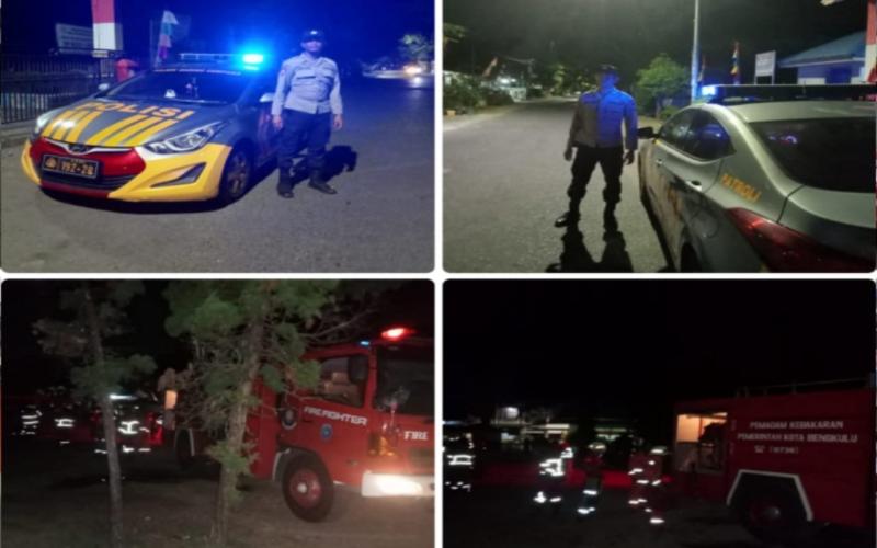 Piket Patroli Polsek Gading Cempaka Datangi dan Cek TKP Kebakaran di SMPN 18 Kota Bengkulu 