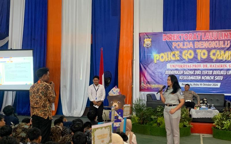 Jasa Raharja Sosialisasikan Safety Campaign dalam kegiatan Police Goes to Campus di Universitas Hazairin