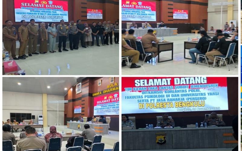 Polresta Bengkulu Laksanakan Kajian Laka Lantas Jemen Opsrek DitKamsel Korlantas Polri dan Fakultas Psikologi UI dan Universitas Yansri