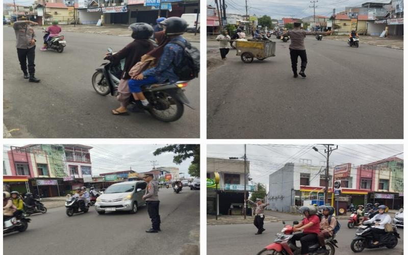 Polsek Gading Cempaka Amankan Arus Lalu Lintas Pagi di Simpang Jl. KS Tubun, Kota Bengkulu