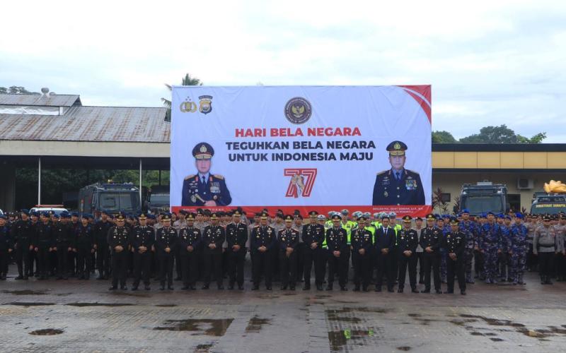 Upacara Peringatan ke-77 Hari Bela Negara Tahun 2025 yang berlangsung khidmat bertempat di Lapangan Anton Soedjarwo Polda Bengkulu