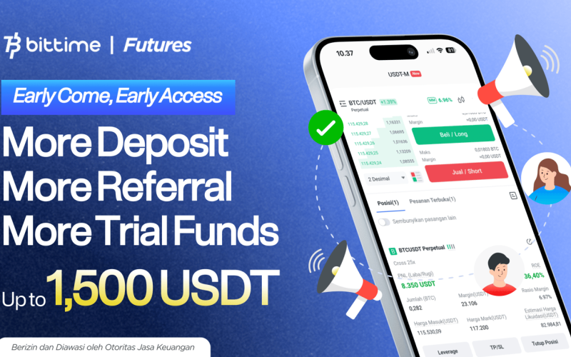 Bittime Buka Waitlist Eksklusif Flexible Futures, Beri Akses Early Bird dan Trial Funds Hingga $1.500 USDT