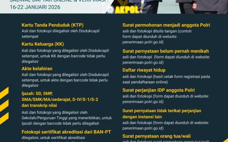 Pendaftaran SIPSS Polri Dibuka, Kesempatan Emas Putra-Putri Terbaik Bangsa Mengabdi untuk Negeri
