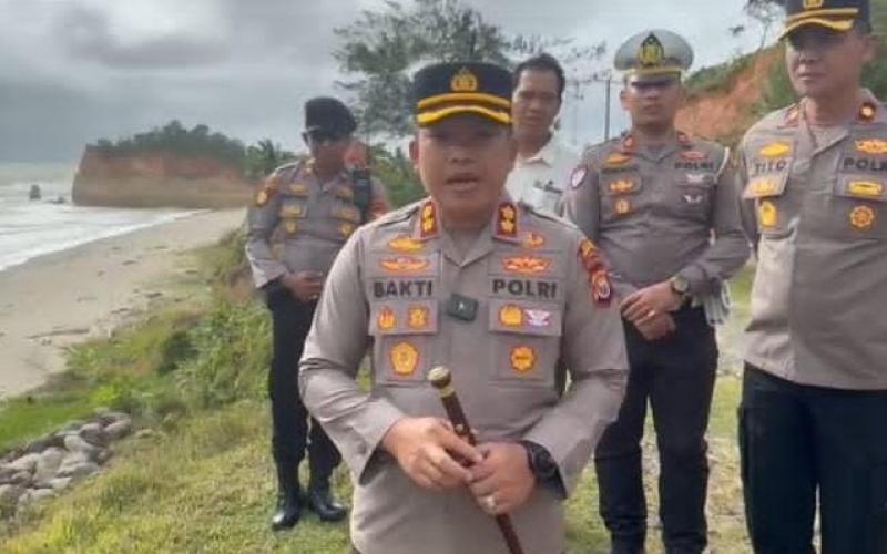 Kapolres Bengkulu Utara Tinjau Titik Rawan Abrasi di Jalur Lintas Barat Sumatra