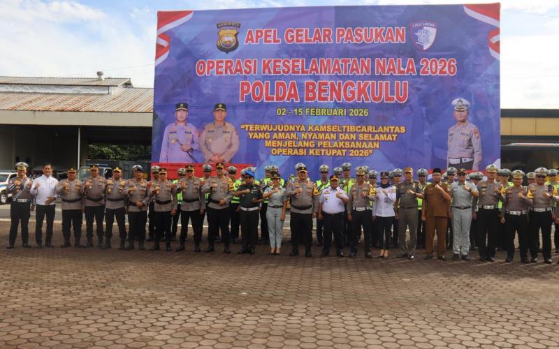 Wakapolda Bengkulu Pimpin Apel Gelar Pasukan Operasi Keselamatan Nala 2026