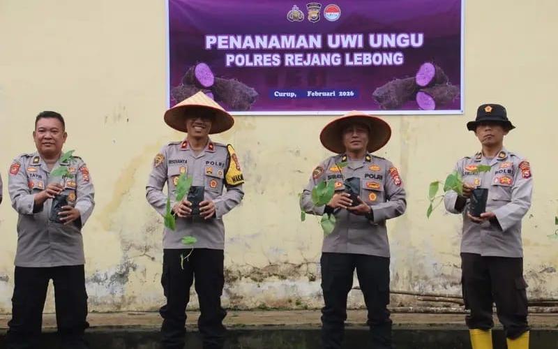 Pemanfaatan Lahan Produktif, Polres Rejang Lebong Tanam 100 Bibit Uwi Ungu di Selupu Rejang
