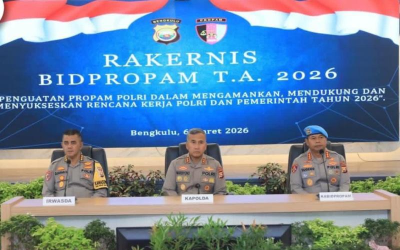 Kapolda Bengkulu Buka Rakernis Bidpropam TA 2026, Tekankan Penguatan Pengawasan Internal