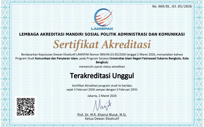 Resmi! Prodi KPI UIN Fatmawati Sukarno Bengkulu Raih Akreditasi Unggul dengan Nilai 258 Berlaku hingga 2031