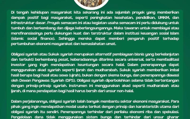 Prof Rohimin: Obligasi Syariah Berwawasan Sosial Dorong Perekonomian dan Kemaslahatan Umat