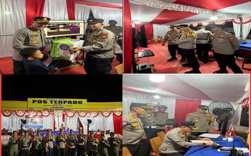 Kapolres Kaur Cek Pos Terpadu Idul Fitri 1447 H, Beri Bingkisan untuk Anggota Piket