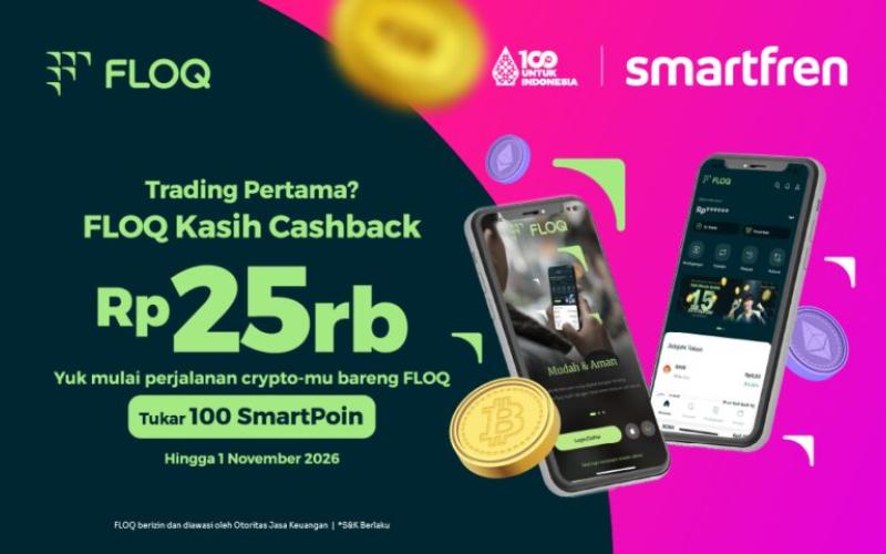 FLOQ Gandeng Smartfren, Pelanggan Bisa Tukar SmartPoin dengan Saldo Kripto Senilai Rp25.000