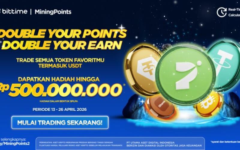 Nilai Tukar Rupiah Terus Melemah, Bittime Hadirkan Mining Points 2.0 #DoubleEarnDoublePoints, dengan Prize Pool lebih dari $30,000