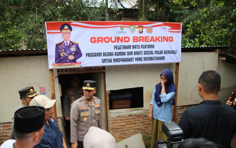 Ground Breaking Bedah Rumah ke-74, Polda Bengkulu Perkuat Kepedulian Sosial untuk Masyarakat
