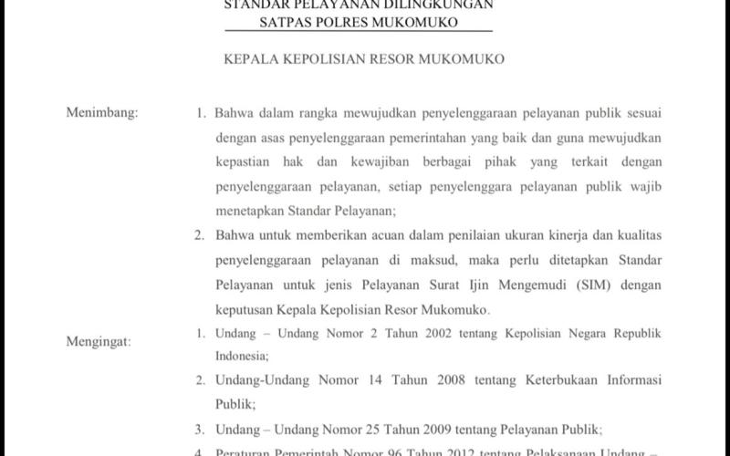Satpas Polres Mukomuko Tetapkan Standar Pelayanan, Wujudkan Pelayanan SIM yang Profesional dan Transparan